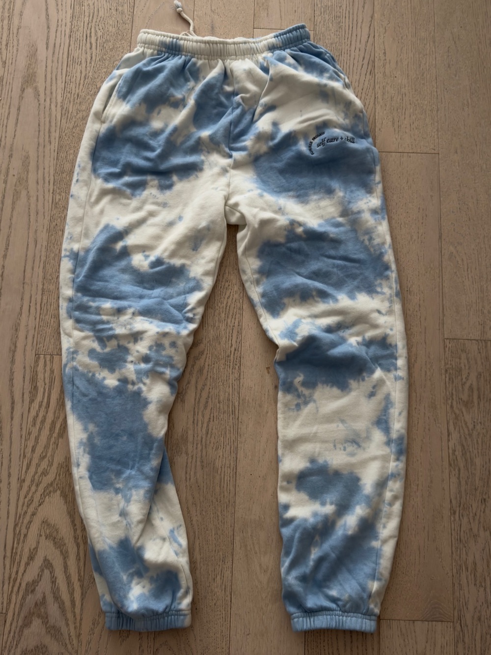 RARE Summer Fridays Blue and White Tie-Dye Joggers (never worn)